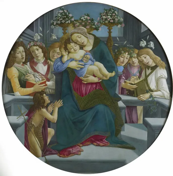 Framed Print : Virgin and child with John the Baptist as a Boy and Angels. Creator: Botticelli; Sandro (1445-1510) Framed Print : Virgin and child with John the Baptist as a Boy and Angels. Creator: Botticelli; Sandro (1445-1510)