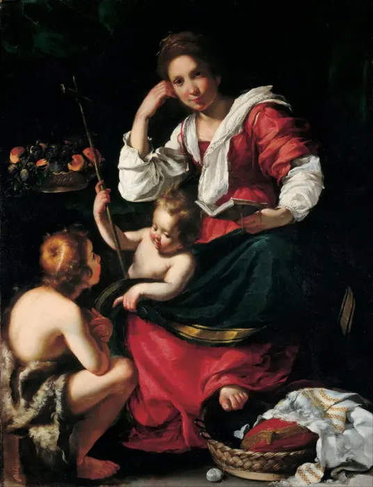 Framed Print : Virgin and child with John the Baptist as a Boy, c. 1620. Artist: Strozzi, Bernardo (1581-1644) Framed Print : Virgin and child with John the Baptist as a Boy, c. 1620. Artist: Strozzi, Bernardo (1581-1644)