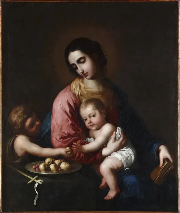 Framed Print : Virgin and child with John the Baptist as a Boy, ca 1659