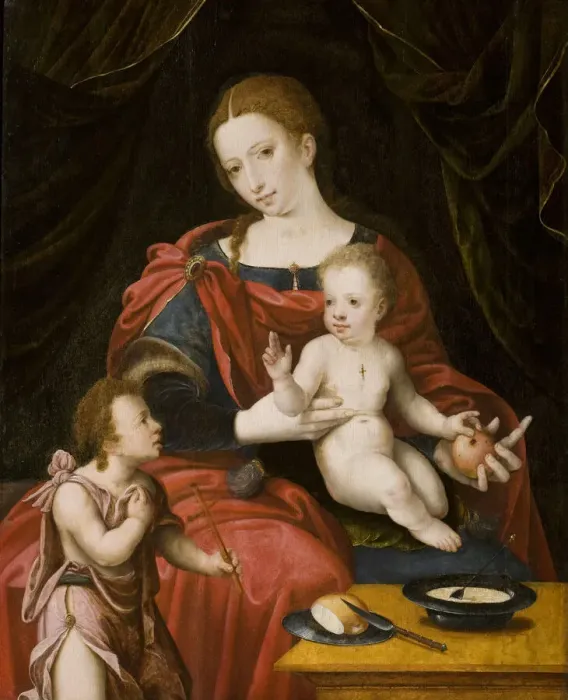 Framed Print : Virgin and child with John the Baptist as a Boy. Creator: Orley, Bernaert Framed Print : Virgin and child with John the Baptist as a Boy. Creator: Orley, Bernaert