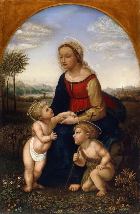 Framed Print : Virgin and Child with John the Baptist as a Boy, early 19th century. Artist: Franz Pforr Framed Print : Virgin and Child with John the Baptist as a Boy, early 19th century. Artist: Franz Pforr