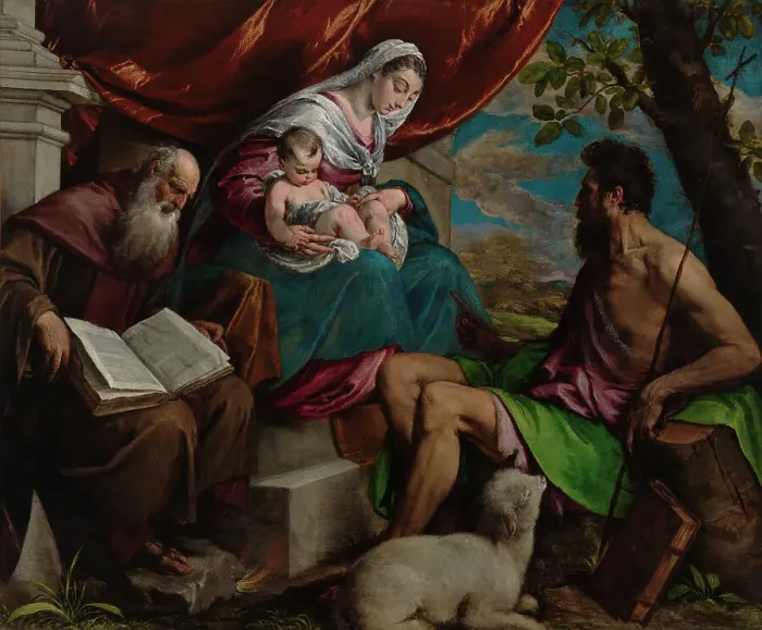 Framed Print : Virgin and Child with John the Baptist and Saint Anthony the Abbot, c1561-1562. Creator: Jacopo Bassano il vecchio Framed Print : Virgin and Child with John the Baptist and Saint Anthony the Abbot, c1561-1562. Creator: Jacopo Bassano il vecchio