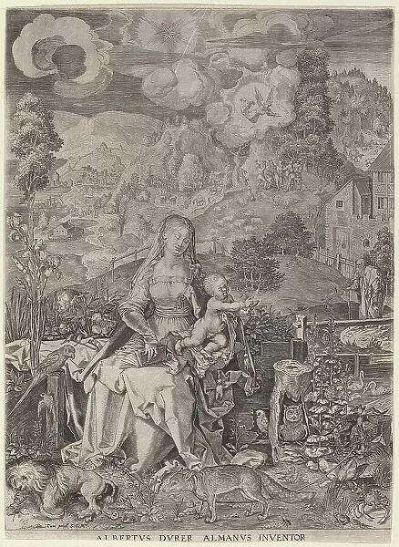 Virgin and Child in a Landscape. Creators: Aegidius Sadeler II, Albrecht Durer