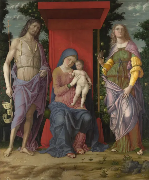 Framed Print : The Virgin and Child with the Magdalen and Saint John the Baptist, c. 1495. Artist: Mantegna, Andrea (1431-1506) Framed Print : The Virgin and Child with the Magdalen and Saint John the Baptist, c. 1495. Artist: Mantegna, Andrea (1431-1506)