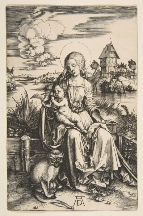 Framed Print : Virgin and Child with the Monkey, ca. 1498. Creator: Albrecht Durer