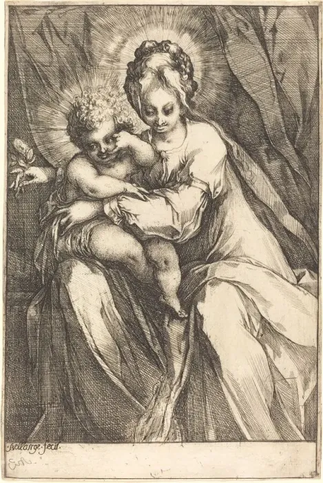 Framed Print : The Virgin and Child with a Rose, c. 1616 / 1617. Creator: Jacques Bellange Framed Print : The Virgin and Child with a Rose, c. 1616 / 1617. Creator: Jacques Bellange