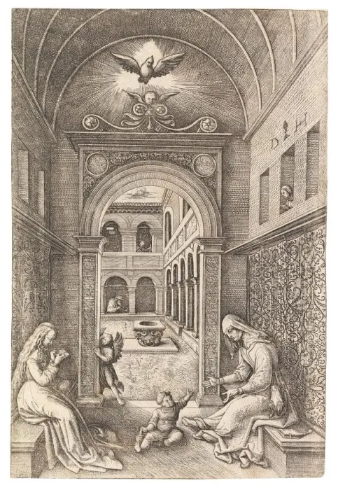 Framed Print : The Virgin and Child with Saint Anne, c. 1500. Creator: Hopfer, Daniel Framed Print : The Virgin and Child with Saint Anne, c. 1500. Creator: Hopfer, Daniel