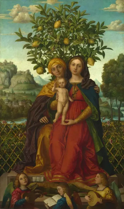 Framed Print : The Virgin and Child with Saint Anne, ca 1510-1520. Artist: Girolamo dai Libri (1474-1555) Framed Print : The Virgin and Child with Saint Anne, ca 1510-1520. Artist: Girolamo dai Libri (1474-1555)
