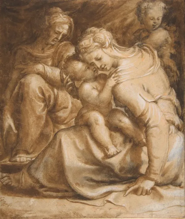 Framed Print : Virgin and Child with Saint Anne and John the Baptist, ca. 1550