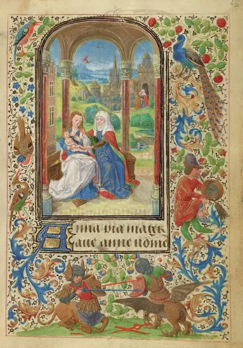 Framed Print : The Virgin and Child with Saint Anne; Prayer Book of Charles the Bold, 1469. Creator: Lieven van Lathem Framed Print : The Virgin and Child with Saint Anne; Prayer Book of Charles the Bold, 1469. Creator: Lieven van Lathem