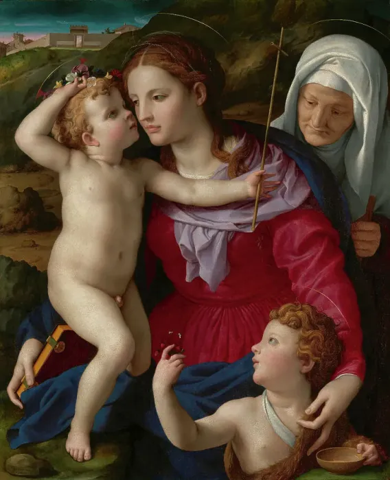 Framed Print : Virgin and Child with Saint Elizabeth and Saint John the Baptist, about 1540-1545. Creator: Agnolo Bronzino Framed Print : Virgin and Child with Saint Elizabeth and Saint John the Baptist, about 1540-1545. Creator: Agnolo Bronzino