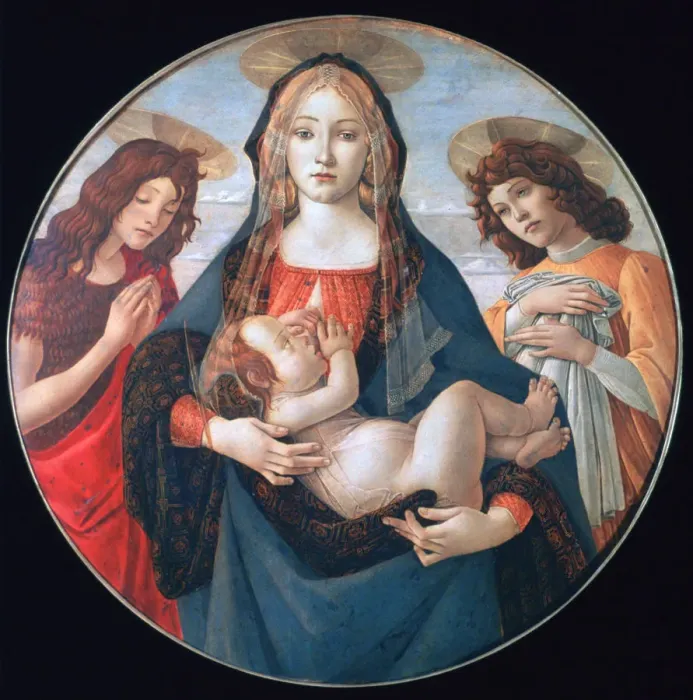 Framed Print : The Virgin and Child with Saint John and an Angel, c1490. Artist: Sandro Botticelli Framed Print : The Virgin and Child with Saint John and an Angel, c1490. Artist: Sandro Botticelli
