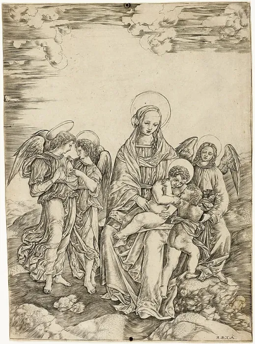 Framed Print : The Virgin and Child with Saint John and Three Angels, c.1515. Creator: Cristofano di Michele Martini Framed Print : The Virgin and Child with Saint John and Three Angels, c.1515. Creator: Cristofano di Michele Martini