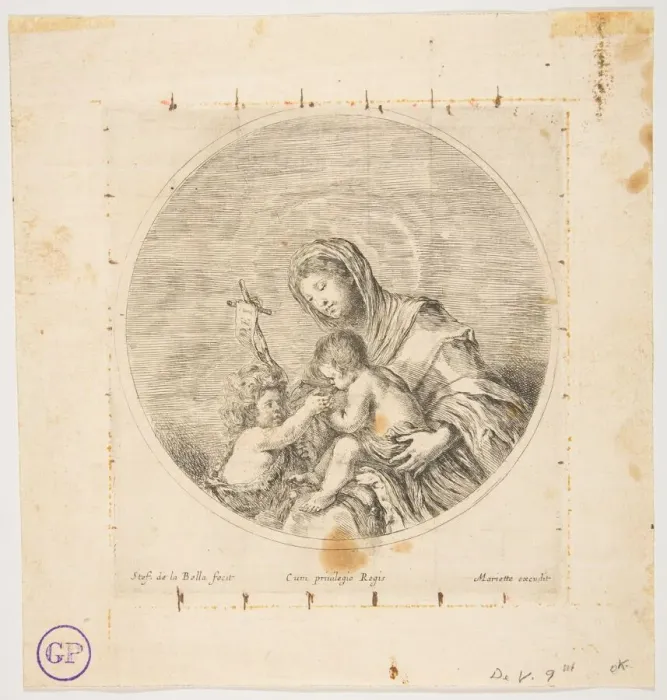 Framed Print : The Virgin and Child with Saint John, a round composition, ca. 1641 Framed Print : The Virgin and Child with Saint John, a round composition, ca. 1641