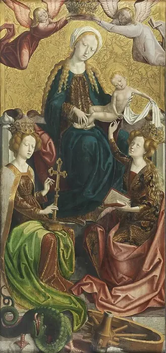 Framed Print : The Virgin and Child with Saint Margaret and Saint Catherine, 1500. Creator: Unknown Framed Print : The Virgin and Child with Saint Margaret and Saint Catherine, 1500. Creator: Unknown