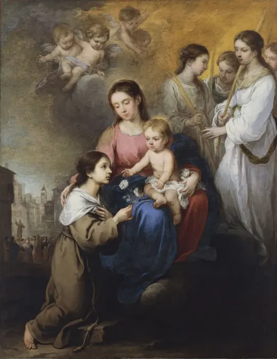 Framed Print : The Virgin and Child with Saint Rose of Viterbo. Artist: Murillo, Bartolome Esteban (1617-1682) Framed Print : The Virgin and Child with Saint Rose of Viterbo. Artist: Murillo, Bartolome Esteban (1617-1682)