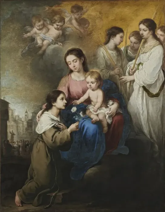 Framed Print : The Virgin and Child with Saint Rose of Viterbo, 1670. Creator: Bartolomé Esteban Murillo Framed Print : The Virgin and Child with Saint Rose of Viterbo, 1670. Creator: Bartolomé Esteban Murillo