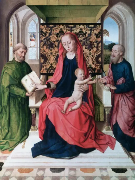 Framed Print : The Virgin and Child with Saints, 1460 s. Artist: Dieric Bouts Framed Print : The Virgin and Child with Saints, 1460 s. Artist: Dieric Bouts
