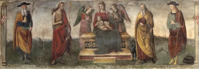 Framed Print : Virgin and Child with Saints, 1508. Creator: Gerino da Pistoia (1480-1529) Framed Print : Virgin and Child with Saints, 1508. Creator: Gerino da Pistoia (1480-1529)