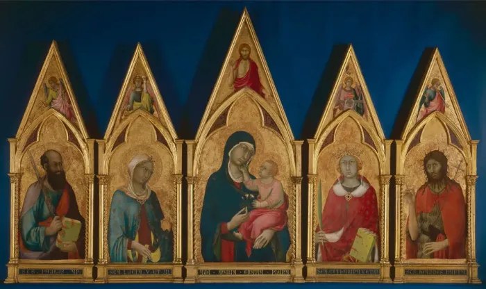 Framed Print : Virgin and Child with Saints (Boston Polyptych), Between 1321 and 1325. Artist: Martini, Simone, di (1280 / 85-1344) Framed Print : Virgin and Child with Saints (Boston Polyptych), Between 1321 and 1325. Artist: Martini, Simone, di (1280 / 85-1344)