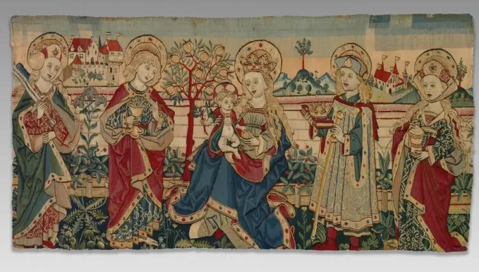 Framed Print : Virgin and Child with Four Saints, c. 1500. Creator: Unknown Framed Print : Virgin and Child with Four Saints, c. 1500. Creator: Unknown