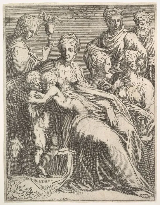 Framed Print : Virgin and Child with Saints, ca. 1550-56. Creator: Leon Davent