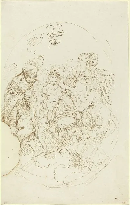 Framed Print : Virgin and Child with Five Saints. Creator: Donato Creti Framed Print : Virgin and Child with Five Saints. Creator: Donato Creti