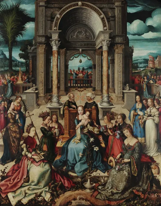 Framed Print : The Virgin and Child with Saints. Creator: Holbein, Hans, the Elder (1465-1524) Framed Print : The Virgin and Child with Saints. Creator: Holbein, Hans, the Elder (1465-1524)