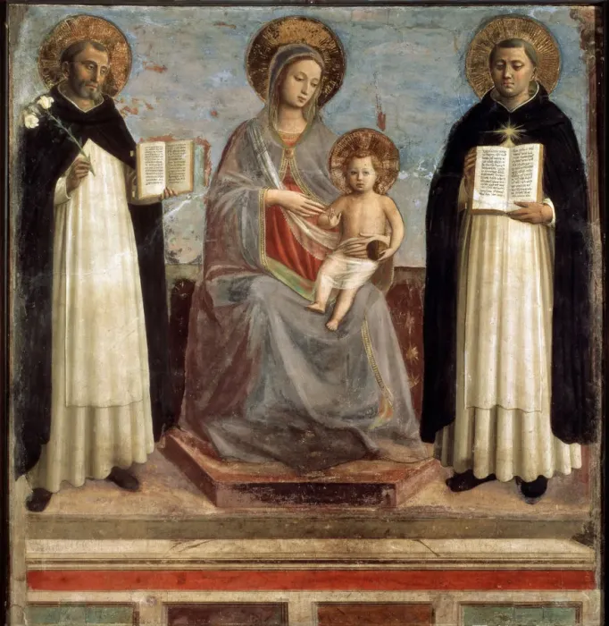 Framed Print : Virgin and Child with Saints Dominicus and Thomas Aquinas, 1424-1430. Artist: Fra Angelico Framed Print : Virgin and Child with Saints Dominicus and Thomas Aquinas, 1424-1430. Artist: Fra Angelico