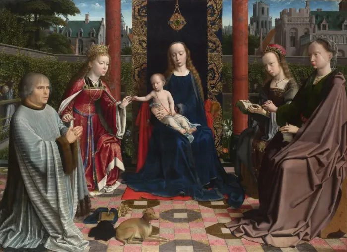 Framed Print : The Virgin and Child with Saints and Donor, c. 1510. Artist: David, Gerard (ca. 1460-1523) Framed Print : The Virgin and Child with Saints and Donor, c. 1510. Artist: David, Gerard (ca. 1460-1523)