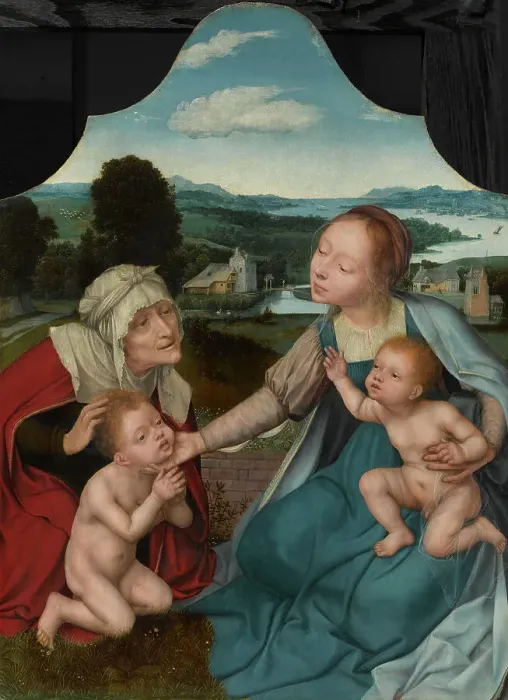 Framed Print : Virgin And Child With Saints Elizabeth and John the Baptist, c1520-25 Creator: Quentin Metsys I Framed Print : Virgin And Child With Saints Elizabeth and John the Baptist, c1520-25 Creator: Quentin Metsys I
