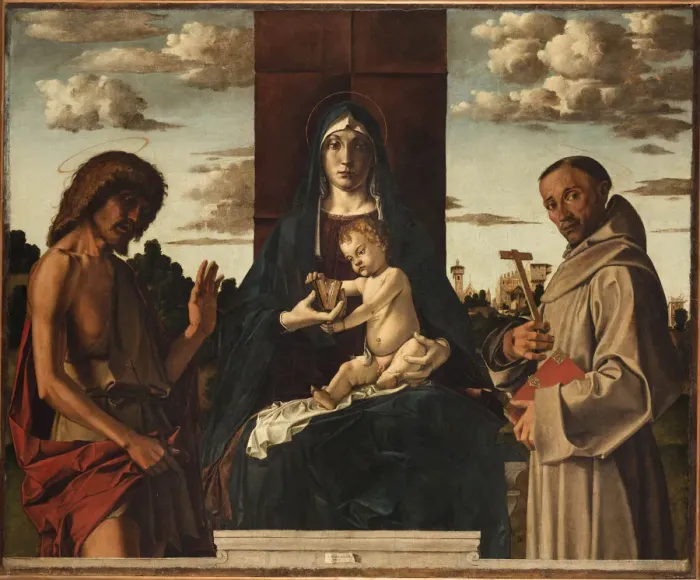 Framed Print : Virgin and Child with Saints Francis and John the Baptist Framed Print : Virgin and Child with Saints Francis and John the Baptist