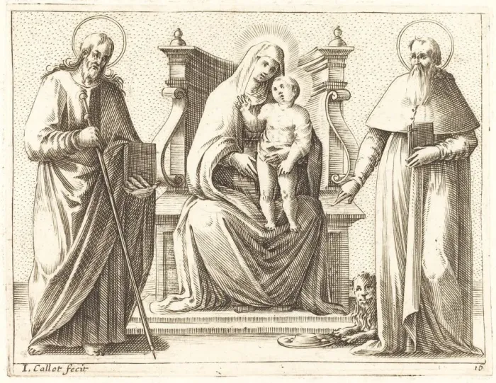 Framed Print : Virgin and Child with Saints James and Jerome, 1608 / 1611. Creator: Jacques Callot Framed Print : Virgin and Child with Saints James and Jerome, 1608 / 1611. Creator: Jacques Callot