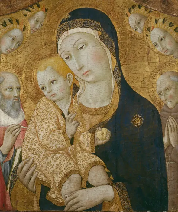 Framed Print : Virgin and Child with Saints Jerome, Bernardino of Siena, and Angels, 1450 / 60 Framed Print : Virgin and Child with Saints Jerome, Bernardino of Siena, and Angels, 1450 / 60