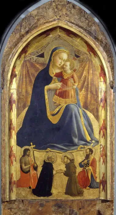 Framed Print : Virgin and Child with Saints John the Baptist, Dominic, Francis and Paul, c. 1425. Artist: Angelico, Fra Giovanni, da Fiesole (ca. 1400-1455) Framed Print : Virgin and Child with Saints John the Baptist, Dominic, Francis and Paul, c. 1425. Artist: Angelico, Fra Giovanni, da Fiesole (ca. 1400-1455)