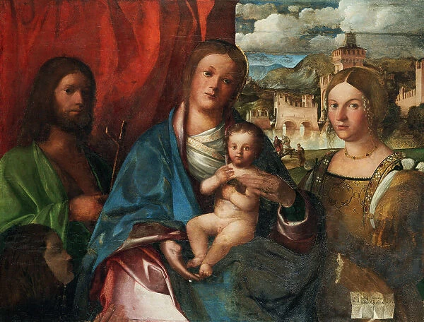 The Virgin and Child with Saints John the Baptist, Catherine of Alexandria and Donator, Early16th cen