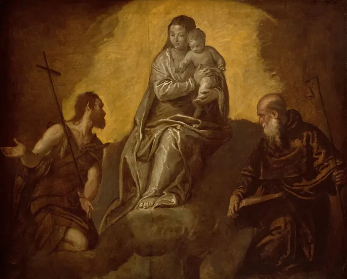 Framed Print : Virgin and Child with Saints John the Baptist and Anthony Abbot, 1575  /  1625