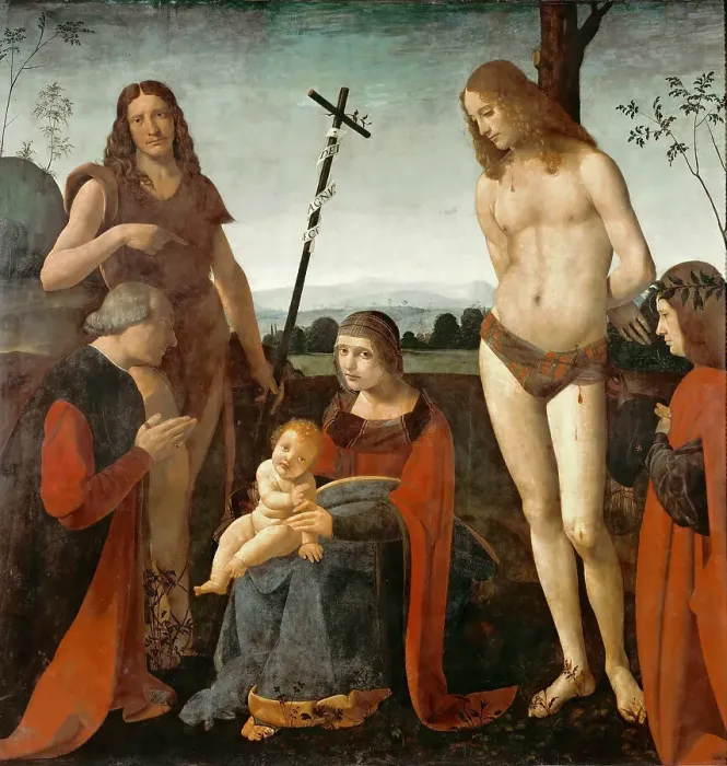 Framed Print : Virgin and Child with Saints John the Baptist and Sebastian (Pala Casio), 1500. Creator: Boltraffio, Giovanni Antonio (1467-1516) Framed Print : Virgin and Child with Saints John the Baptist and Sebastian (Pala Casio), 1500. Creator: Boltraffio, Giovanni Antonio (1467-1516)