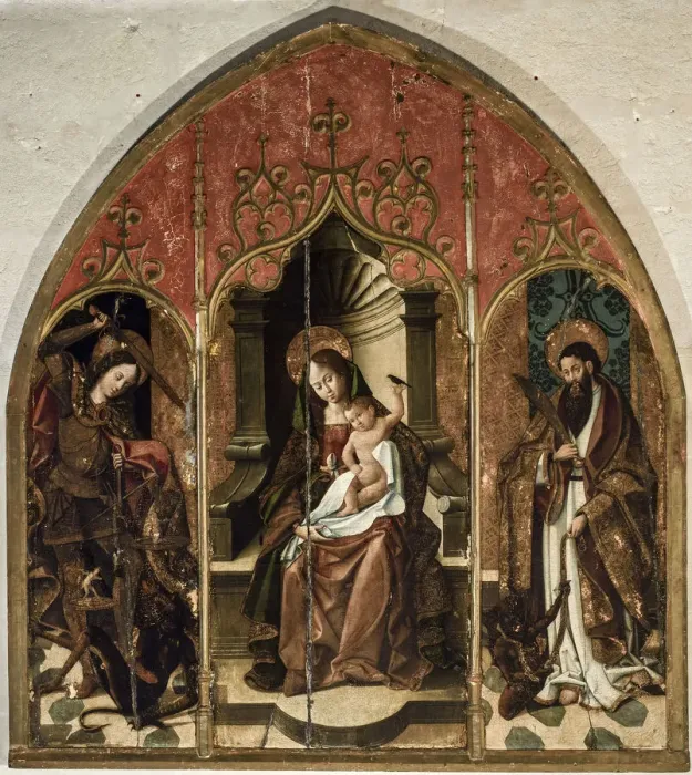 Framed Print : The Virgin and Child with Saints Michael the Archangel and Bartholomew Framed Print : The Virgin and Child with Saints Michael the Archangel and Bartholomew