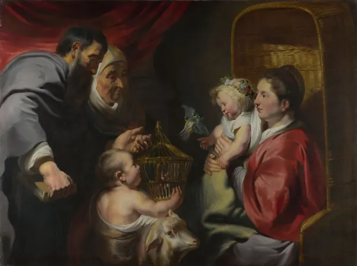Framed Print : The Virgin and Child with Saints Zacharias, Elizabeth and John the Baptist, c. 1620. Artist: Jordaens, Jacob (1593-1678) Framed Print : The Virgin and Child with Saints Zacharias, Elizabeth and John the Baptist, c. 1620. Artist: Jordaens, Jacob (1593-1678)