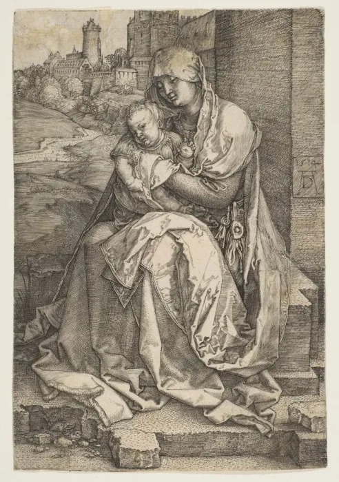 Framed Print : Virgin and Child Seated by the Wall, 1514. Creator: Albrecht Durer Framed Print : Virgin and Child Seated by the Wall, 1514. Creator: Albrecht Durer