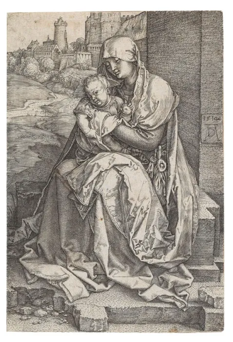 Framed Print : Virgin and Child Seated by the Wall, 1514. Creator: Dürer, Albrecht (1471-1528) Framed Print : Virgin and Child Seated by the Wall, 1514. Creator: Dürer, Albrecht (1471-1528)