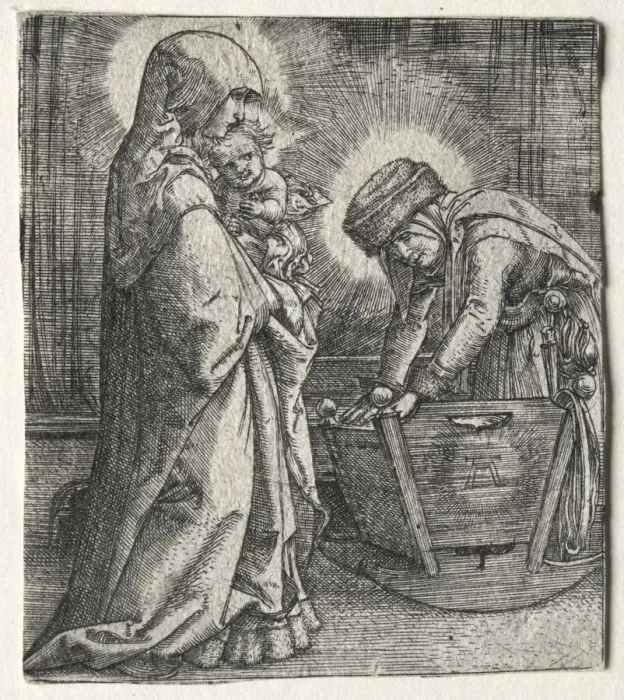 Framed Print : The Virgin with the Child and St. Anne at the Cradle, 1520-1526. Creator: Albrecht Altdorfer Framed Print : The Virgin with the Child and St. Anne at the Cradle, 1520-1526. Creator: Albrecht Altdorfer