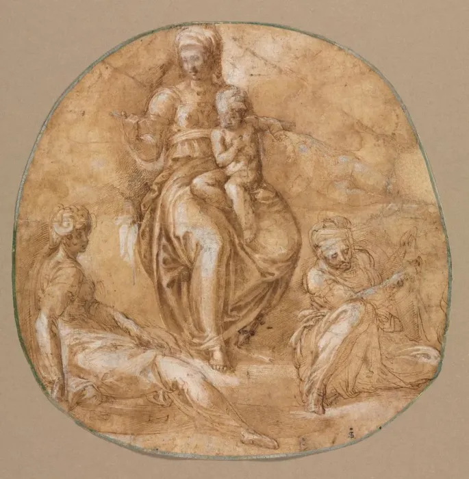 Framed Print : The Virgin and Child with St. Catherine of Alexandria and an Elderly Female Saint…, c Framed Print : The Virgin and Child with St. Catherine of Alexandria and an Elderly Female Saint…, c
