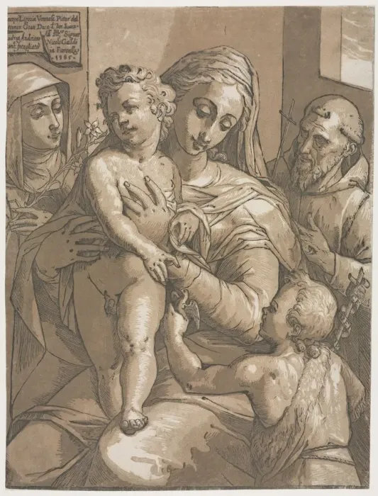 Framed Print : Virgin and Child with St. John, St. Catherine of Siena and St. Francis, 1585. Creator Framed Print : Virgin and Child with St. John, St. Catherine of Siena and St. Francis, 1585. Creator