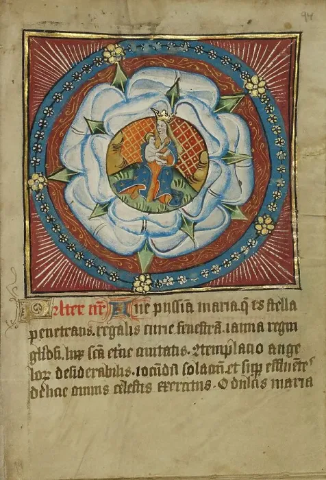 Framed Print : The Virgin and Child in a White Rose; Illustrated Vita Christi... about 1480-1490. Creator: Unknown Framed Print : The Virgin and Child in a White Rose; Illustrated Vita Christi... about 1480-1490. Creator: Unknown
