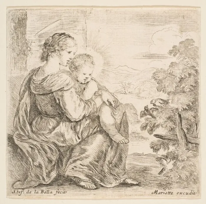 Framed Print : Virgin and Christ Child, 1641. Creator: Stefano della Bella Framed Print : Virgin and Christ Child, 1641. Creator: Stefano della Bella