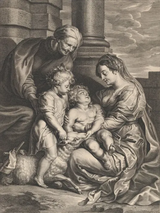 Framed Print : The Virgin and Christ child with Saint Anne and Saint John the Baptist, ca. 1640-59 Framed Print : The Virgin and Christ child with Saint Anne and Saint John the Baptist, ca. 1640-59