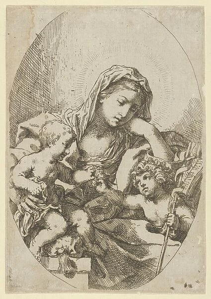 The Virgin with the Christ Child and the young Saint John the Baptist holding a bir... ca. 1630-80. Creator: Lorenzo Loli