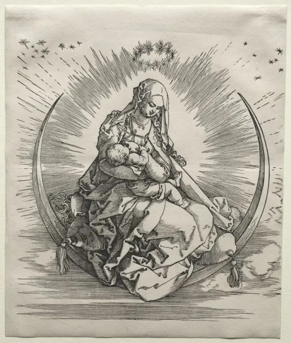 Framed Print : The Virgin on a Crescent, c. 1510-1511. Creator: Albrecht Dürer (German, 1471-1528) Framed Print : The Virgin on a Crescent, c. 1510-1511. Creator: Albrecht Dürer (German, 1471-1528)